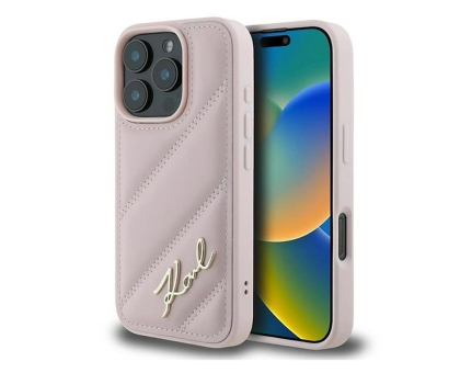 Etui / obudowa na smartfona Karl Lagerfeld Quilted Signature do iPhone 16 Pro Max różowy